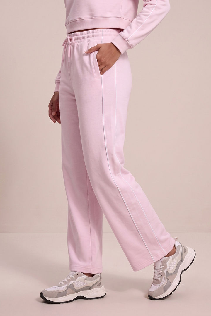 Zivame Knit Poly Athleisure Wide Leg Pants - Pale Lilac — image 3
